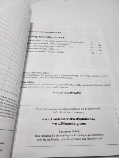 南水社第5次拍卖  德国兰德舒特军械行（Landshuter Rüstkammer oHG）在2018专场拍卖图录