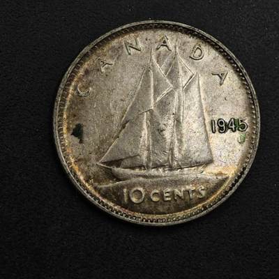 【淘币小摊】实时拍第八百九十八拍   小银币场    每周一统一发货 加拿大1945年乔治六世10分银币