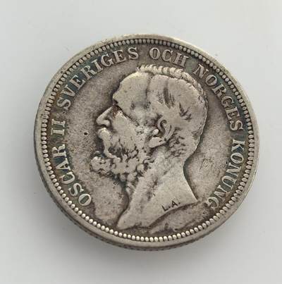 外国优质老铜币纪念币银币专场，周六晚上九点倒数截拍，满百包邮，节前出差在外，5月3日统一发货,可寄存半年，喜欢朋友微信扫描二维码可直接参拍 瑞典 - 挪威联盟1898年2克朗银币，正面为国王奥斯卡二世像，见证了瑞挪联盟末期的历史，1905 年联盟解体后停止发行。