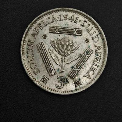 【淘币小摊】实时拍第八百九十八拍   小银币场    每周一统一发货 南非1941年乔治六世3便士银币