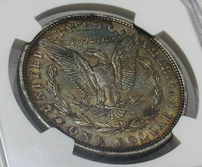 文馨钱币收藏第 303 场，【五一钱币荟，收藏盛宴】长期接代拍业务 NGC AUD 美国 1881 年摩根银元，双面五彩包浆带紫罗兰幻彩，美不胜收