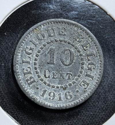 外国优质老铜币纪念币银币专场，周六晚上九点倒数截拍，满百包邮，节前出差在外，5月3日统一发货,可寄存半年，喜欢朋友微信扫描二维码可直接参拍 德国占领比利时1916 年10 生丁，正面为比利时狮徽，是一战期间德国占领当局发行的紧急货币，见证了比利时被占领的历史。