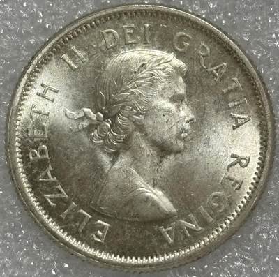 文馨钱币收藏第 302 场，国外回流老铜币，中东阿拉伯地区，拉美等国货币，30 号 1 号二连拍，长期接代拍业务，预计 4 月 4-5 号发货 原光 UNC 品 1964 年英属加拿大 25 分银币，第一版本关门年份 5.83 克 800 银