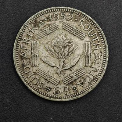 【淘币小摊】实时拍第八百九十八拍   小银币场    每周一统一发货 南非1952年乔治六世6便士银币