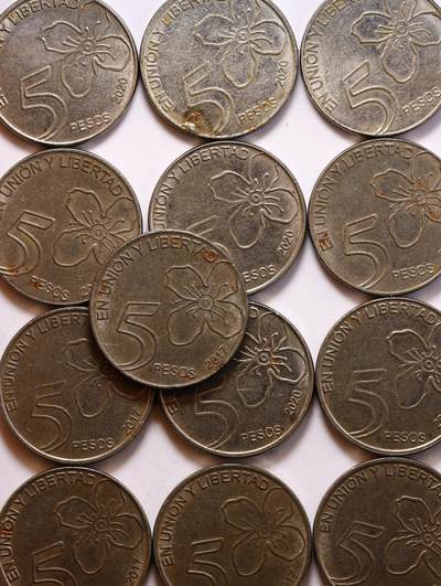 观钱 近现代机制币拍卖No.010（全场顺丰包邮，不区分偏远地区，本场5月5日开始发货）  阿根廷 5 比索流通币一组（13 枚，2017/2020 年）