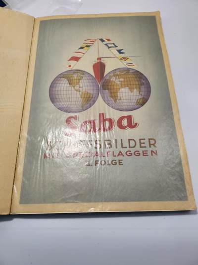 南水社第5次拍卖  魏玛共和国时期 德国Saba烟草出品《Schiffsbilder mit Spezialflaggen》世界各国战舰/商船主题香烟卡收藏册（II.Folge 第二辑） 全套250枚彩色贴画卡完整无缺 含一战德/奥匈/美/英/中/日/法等国海军舰艇及民用船只 附船旗、数据与世界海军地图 20世纪初船舶史