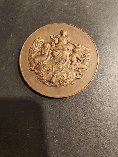 老王徽章第194期 - 法国香槟地区农业协会农业课程大铜章     直径50mm    重量57.3g