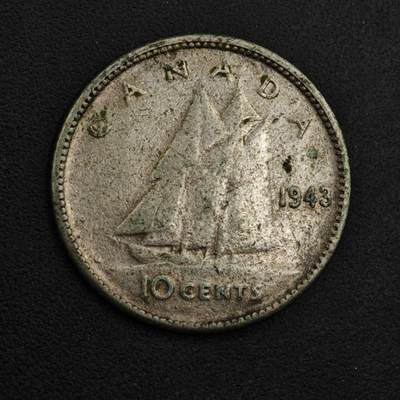 【淘币小摊】实时拍第八百九十八拍   小银币场    每周一统一发货 加拿大1943年乔治六世10分银币