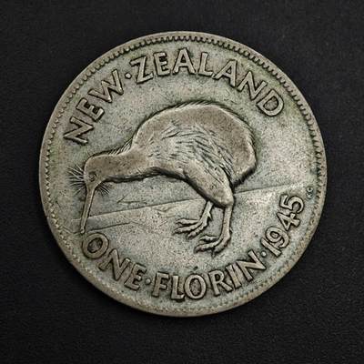 【淘币小摊】实时拍第八百九十八拍   小银币场    每周一统一发货 新西兰1945年乔治六世弗洛林银币