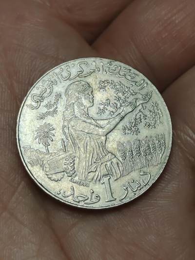 2026年第四十八场(总第二百一十七场）外国好品散币场(免佣金) 突尼斯🇹🇳1990年1第纳尔(FAO币，关门年仅发行3年)