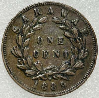 文馨钱币收藏第 302 场，国外回流老铜币，中东阿拉伯地区，拉美等国货币，30 号 1 号二连拍，长期接代拍业务，预计 4 月 4-5 号发货 少见极美品 1889年沙捞越 1 分铜币，第三版