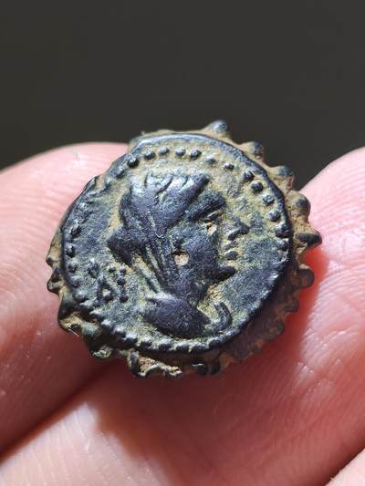 星盘世界钱币 5.2年度精品币大拍 一周年抽奖活动 少见！黎凡特地区 塞琉古帝国 公元前175-164年 安条克四世·神显者 锯齿边缘铜币 阿克造币厂