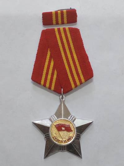 韵星假日军品类拍卖第56期  -- Rimey Holidays Militaria Auction 56 越南社会主义共和国一级光荣战士勋章带原略 硬挂版