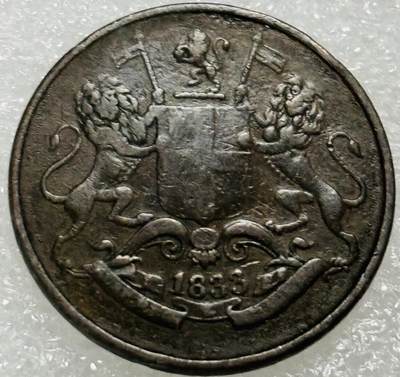 文馨钱币收藏第 302 场，国外回流老铜币，中东阿拉伯地区，拉美等国货币，30 号 1 号二连拍，长期接代拍业务，预计 4 月 4-5 号发货 少见极美品 英属东印度 孟买1833年 1/4安娜铜币 