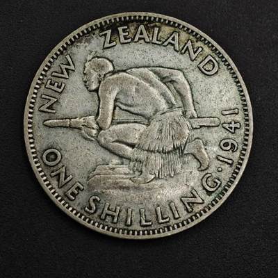 【淘币小摊】实时拍第八百九十八拍   小银币场    每周一统一发货 新西兰1941年乔治六世一先令银币