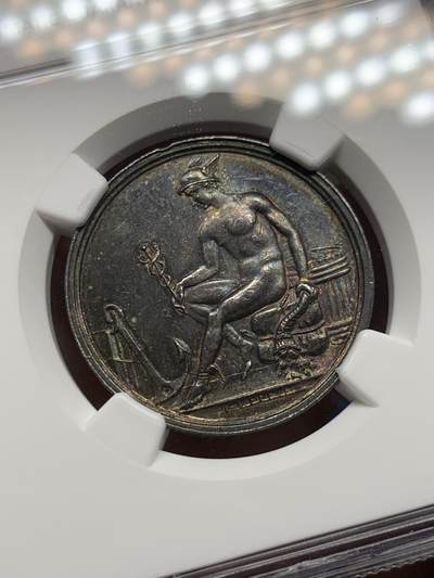 《竞宝斋》第485场 周日，周一，周二 3场连拍 （全场包邮）20级店铺 欢迎送拍 NGC MS61 法国贝桑松商会银质jeton