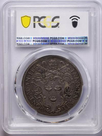 观钱 近现代机制币拍卖No.010（全场顺丰包邮，不区分偏远地区，本场5月5日开始发货）  1692 教皇国 英诺森十二世 1/2 皮亚斯特“鹈鹕”银币，PCGS AU50 （鹈鹕图案象征 “非为己，而为他人” 的基督之爱，刻画生动，寓意深刻，稀有度高，存世稀少）