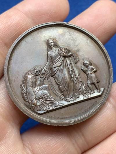 《竞宝斋》第485场 周日，周一，周二 3场连拍 （全场包邮）20级店铺 欢迎送拍 法国为第二区贫困居民募捐铜章，30.58g，41.5mm，蜜蜂边铭