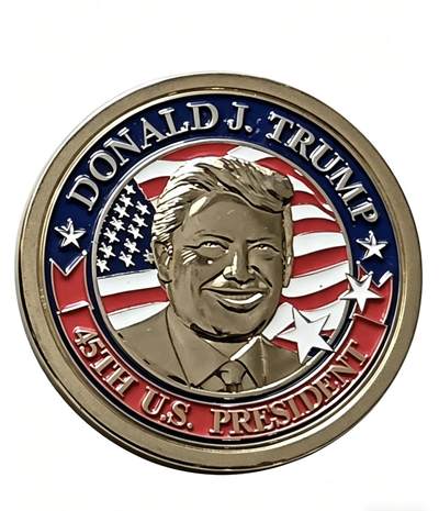 CSIS-GREAT评级精品钱币拍卖第三百四十九期 美国2017年第45届总统唐纳德·约翰·特朗普当选高浮雕双面彩色铜合金纪念章