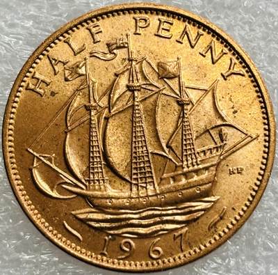 文馨钱币收藏第 302 场，国外回流老铜币，中东阿拉伯地区，拉美等国货币，30 号 1 号二连拍，长期接代拍业务，预计 4 月 4-5 号发货 全新 1967 年英国半便士