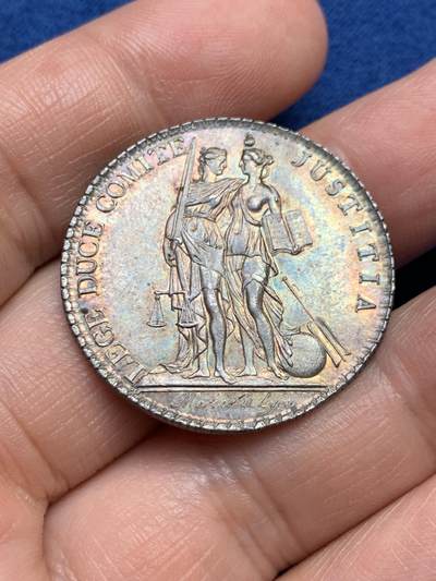 《竞宝斋》第485场 周日，周一，周二 3场连拍 （全场包邮）20级店铺 欢迎送拍 法国银质代币，里昂律师，正义女神与法律女神，11.38g，31.2mm，早期无边铭