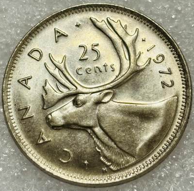 文馨钱币收藏第 302 场，国外回流老铜币，中东阿拉伯地区，拉美等国货币，30 号 1 号二连拍，长期接代拍业务，预计 4 月 4-5 号发货 原光好品 1972 年加拿大驯鹿 25 分