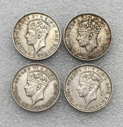 世界钱币专场拍卖 每周二开拍 海峡乔六20分银币  4枚一组 21.6克