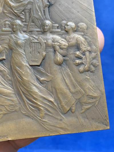 《竞宝斋》第485场 周日，周一，周二 3场连拍 （全场包邮）20级店铺 欢迎送拍 大师勒菲弗Lefebvre作纪念大铜章 180.2克 60*85.2mm 三角铜标