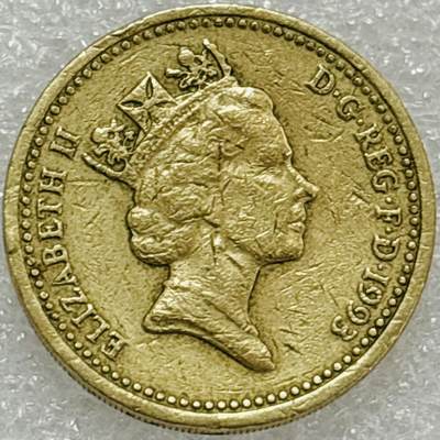 文馨钱币收藏第 302 场，国外回流老铜币，中东阿拉伯地区，拉美等国货币，30 号 1 号二连拍，长期接代拍业务，预计 4 月 4-5 号发货 1993 年英国 1 磅经典狮马徽盾