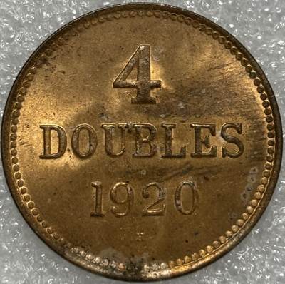 文馨钱币收藏第 302 场，国外回流老铜币，中东阿拉伯地区，拉美等国货币，30 号 1 号二连拍，长期接代拍业务，预计 4 月 4-5 号发货 少见原铜光未流通 1920 年英属根西 4 道布铜币，可评级，可收藏佳品