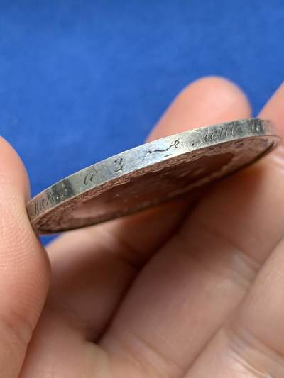 《竞宝斋》第485场 周日，周一，周二 3场连拍 （全场包邮）20级店铺 欢迎送拍 法国结婚纪念银章，31.4g，41mm，油灯边铭