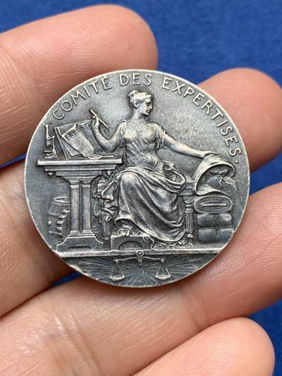 《竞宝斋》第485场 周日，周一，周二 3场连拍 （全场包邮）20级店铺 欢迎送拍 法国银质代币，法律和法律专家委员会，16.7g，32.7mm，丰饶角2argent边铭