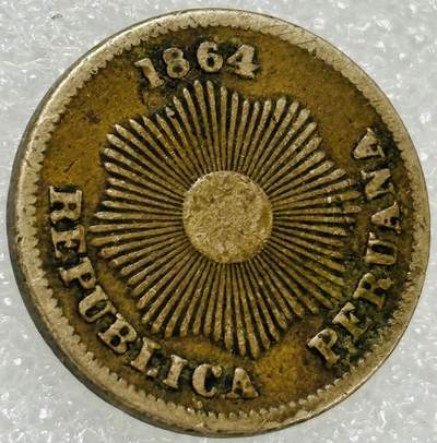 文馨钱币收藏第 302 场，国外回流老铜币，中东阿拉伯地区，拉美等国货币，30 号 1 号二连拍，长期接代拍业务，预计 4 月 4-5 号发货 少见年份 1864 年秘鲁 1 分铜币