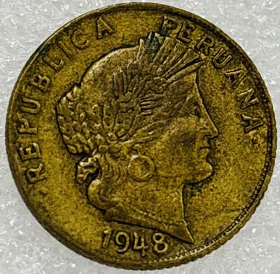 文馨钱币收藏第 302 场，国外回流老铜币，中东阿拉伯地区，拉美等国货币，30 号 1 号二连拍，长期接代拍业务，预计 4 月 4-5 号发货 1948 年秘鲁女神 10 分铜币