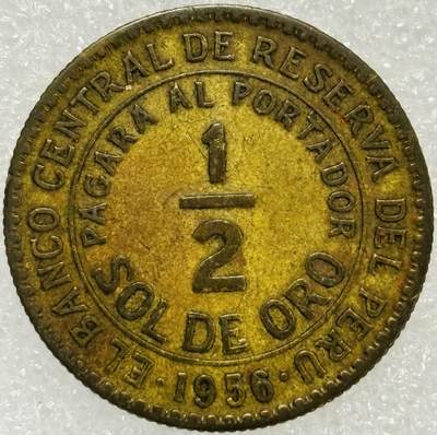 文馨钱币收藏第 302 场，国外回流老铜币，中东阿拉伯地区，拉美等国货币，30 号 1 号二连拍，长期接代拍业务，预计 4 月 4-5 号发货 1956 年秘鲁 1/2 索尔铜币