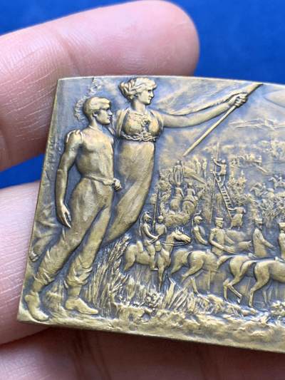 《竞宝斋》第485场 周日，周一，周二 3场连拍 （全场包邮）20级店铺 欢迎送拍 法国军事准备铜章，56g，38.7*58mm，丰饶角边铭