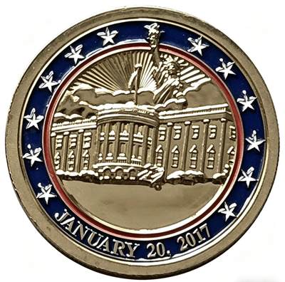CSIS-GREAT评级精品钱币拍卖第三百四十九期 美国2017年第45届总统唐纳德·约翰·特朗普当选高浮雕双面彩色铜合金纪念章
