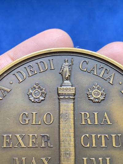 《竞宝斋》第485场 周日，周一，周二 3场连拍 （全场包邮）20级店铺 欢迎送拍 法国路易斯菲利普一世博洛尼亚柱纪念大铜章 159.7克 67.5mm 丰饶角铜标