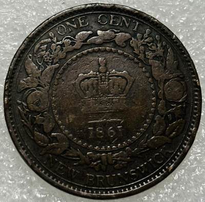 文馨钱币收藏第 302 场，国外回流老铜币，中东阿拉伯地区，拉美等国货币，30 号 1 号二连拍，长期接代拍业务，预计 4 月 4-5 号发货 [早期] 英属新布伦瑞克海外省1861年1分铜币(维多利亚女王）