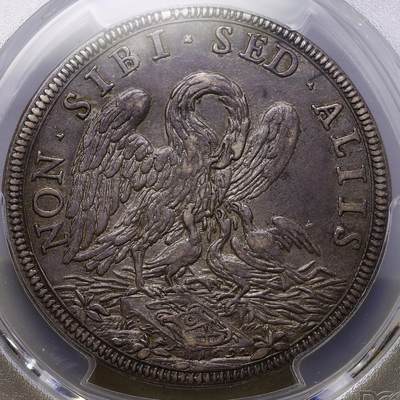 观钱 近现代机制币拍卖No.010（全场顺丰包邮，不区分偏远地区，本场5月5日开始发货）  1692 教皇国 英诺森十二世 1/2 皮亚斯特“鹈鹕”银币，PCGS AU50 （鹈鹕图案象征 “非为己，而为他人” 的基督之爱，刻画生动，寓意深刻，稀有度高，存世稀少）