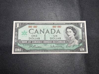 《外钞收藏家》第六百三十一期（五一假期场）（长期征集拍品、欢迎藏友们联系合作） 1967年加拿大风景版1加元 纪念钞 全新UNC