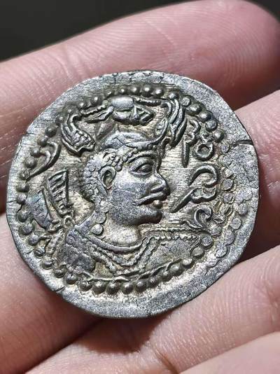 星盘世界钱币 5.2年度精品币大拍 一周年抽奖活动 美品！白匈奴 西突厥的属国 那色波王 公元630-711年 德拉克马银币 喀布尔河谷打制 天花板级别的品相 不可多得