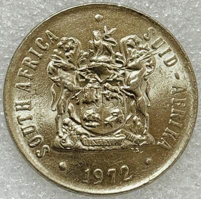 文馨钱币收藏第 302 场，国外回流老铜币，中东阿拉伯地区，拉美等国货币，30 号 1 号二连拍，长期接代拍业务，预计 4 月 4-5 号发货 带光好品 1972 年南非 50 分国徽版