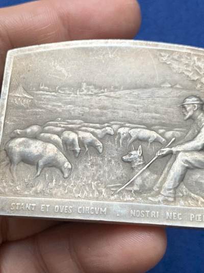 《竞宝斋》第485场 周日，周一，周二 3场连拍 （全场包邮）20级店铺 欢迎送拍 法国C.Moulin马恩河之友协会纪念银牌，编号71，106.2g，46.8*67.2mm，丰饶角1argent边铭