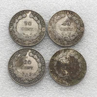 世界钱币专场拍卖 每周二开拍 坐洋女神2角银币 4枚一组 21.4克