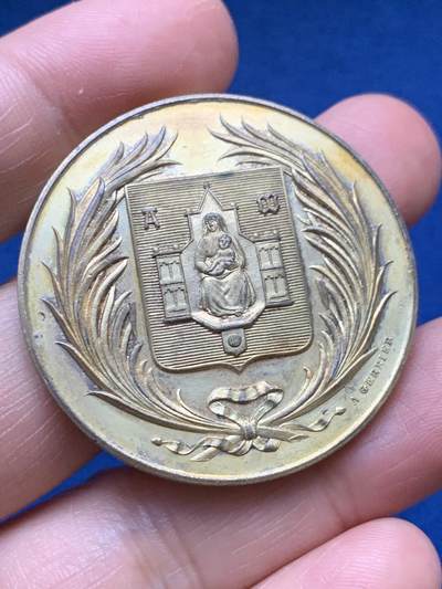 《竞宝斋》第485场 周日，周一，周二 3场连拍 （全场包邮）20级店铺 欢迎送拍 法国蒙彼利埃国立音乐学院镀金银章，38.55g，40.7mm，丰饶角边铭