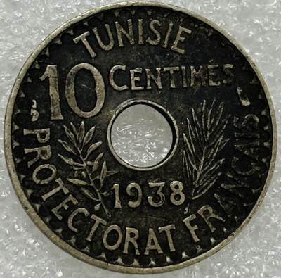 文馨钱币收藏第 302 场，国外回流老铜币，中东阿拉伯地区，拉美等国货币，30 号 1 号二连拍，长期接代拍业务，预计 4 月 4-5 号发货 1938 年法保护国突尼斯艾哈迈德二世 10 分，关门版
