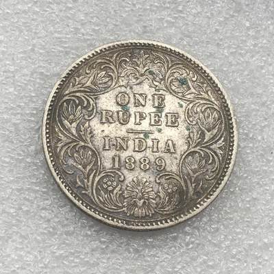 世界钱币专场拍卖 每周二开拍 1889年英属印度维多利亚青年皇冠1卢比银币