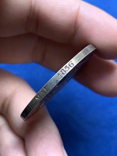 《竞宝斋》第485场 周日，周一，周二 3场连拍 （全场包邮）20级店铺 欢迎送拍 法国1836年结婚纪念银章，24.55g，39.1mm，油灯银标。