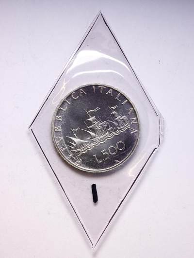 观钱 近现代机制币拍卖No.010（全场顺丰包邮，不区分偏远地区，本场5月5日开始发货）  1986年意大利共和国 500 里拉“少女与帆船” 银币，原封未拆封状态